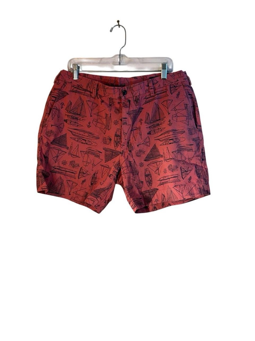 Polo by Ralph Lauren Coral Red Sailboat Print Swim Trunks